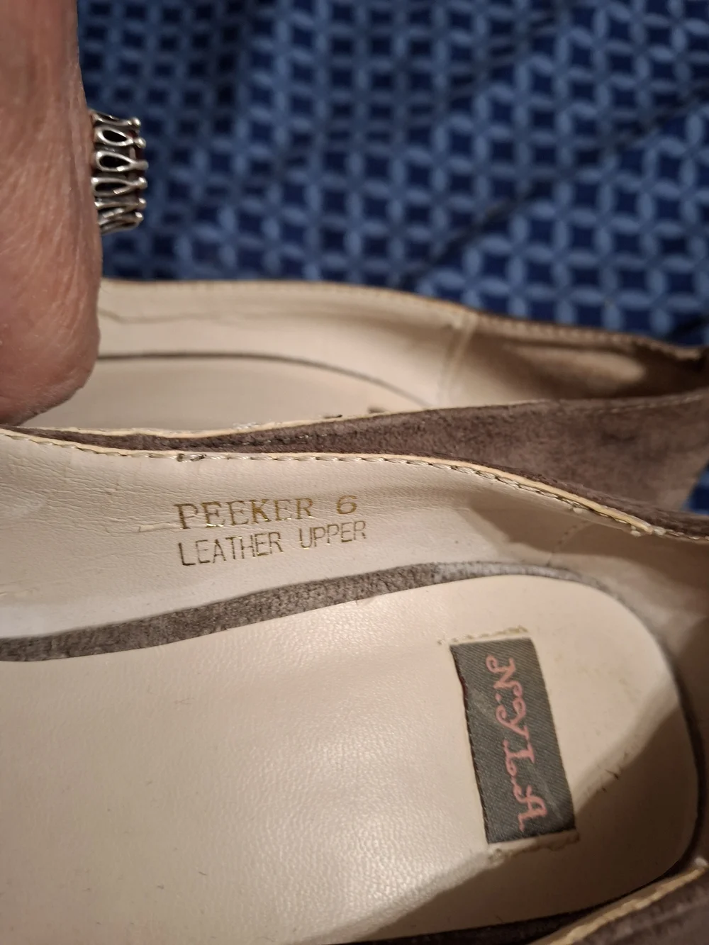 N.Y.L.A. Taupe Suede Peep-Toe Heels